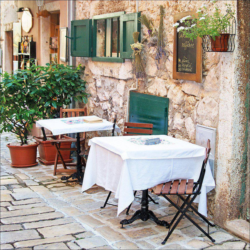 Street Café, Square Canvas Art