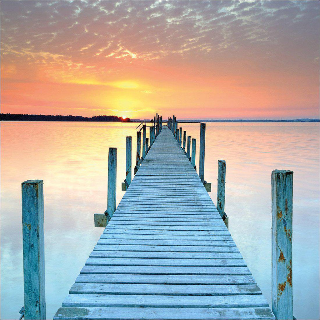 Sunset Pier, Square Canvas Art