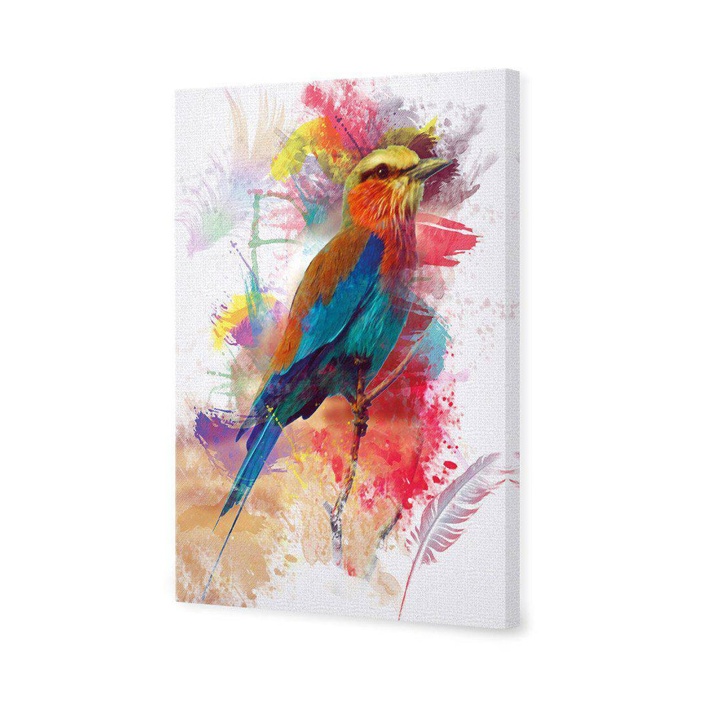 Painted Bird And Feathers Canvas Art