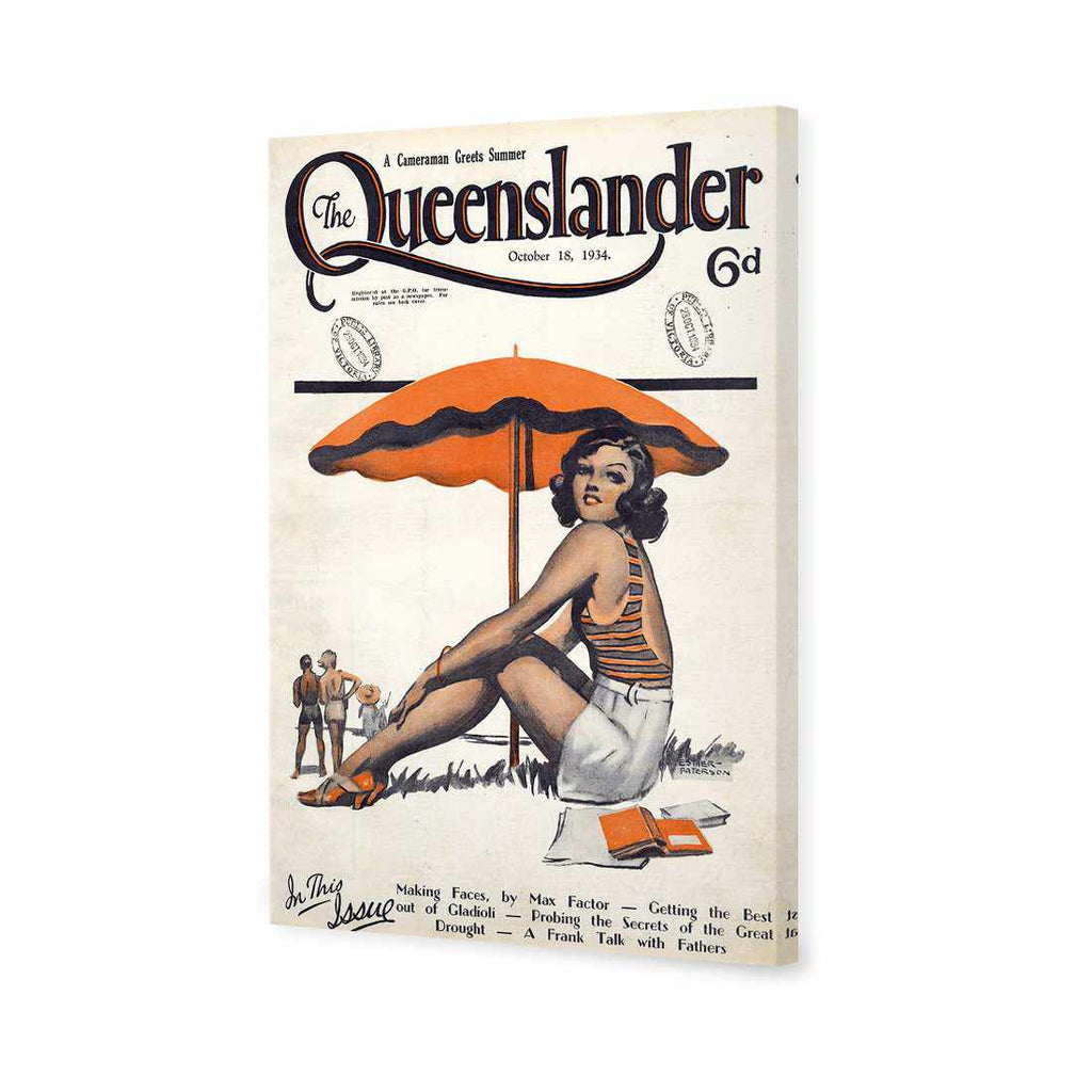 Queenslander Orange Umbrella Girl Canvas Art