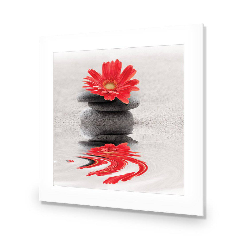 Red Flower Reflection, Square Acrylic Print Art