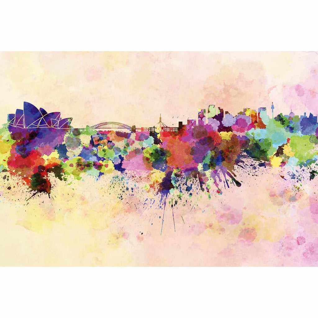 Sydney Skyline Watercolour, Rectangle Canvas Art