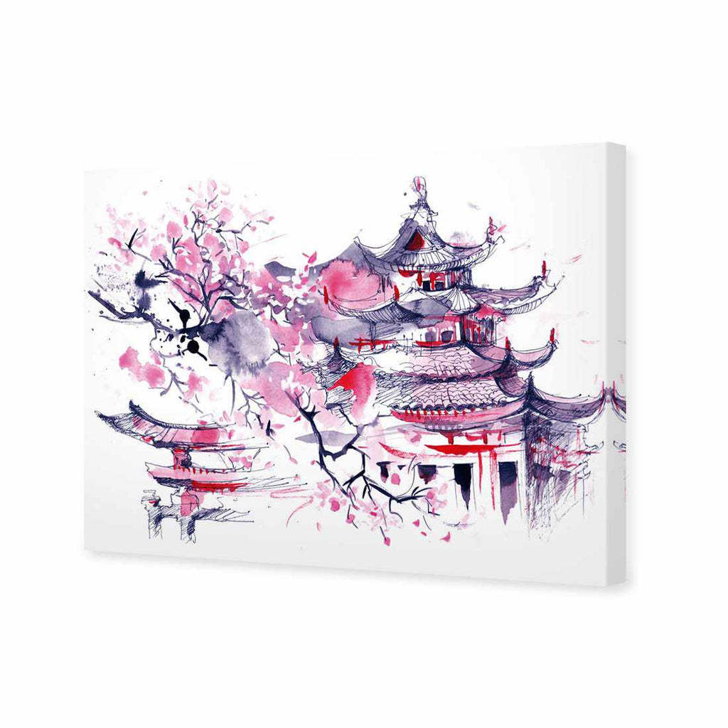 Temple Watercoloured Canvas Art
