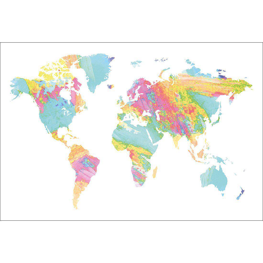 Painted Map Of The World, Pastel Canvas Art
