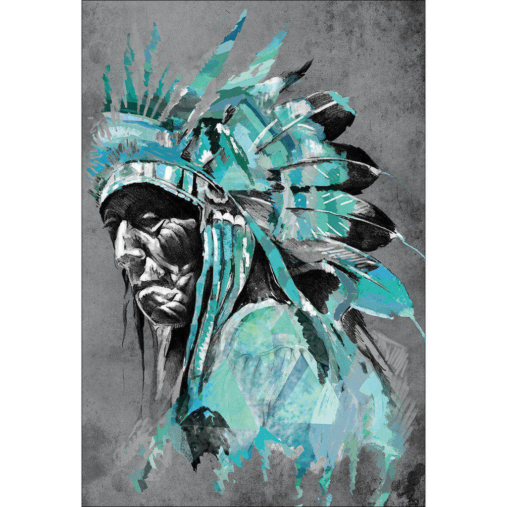 Rainbow Chief Left, Teal Canvas Art
