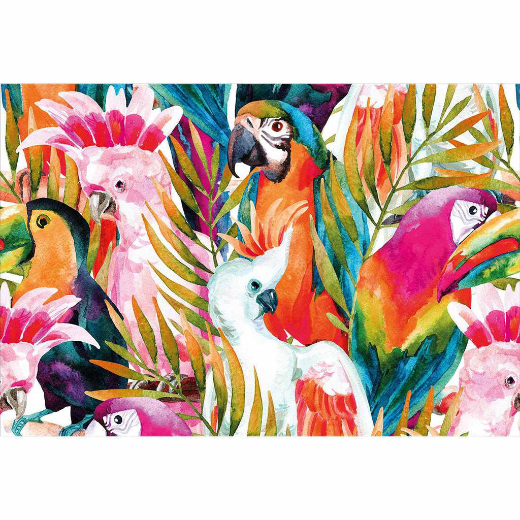 Parrots & Palms, Rectangle Canvas Art