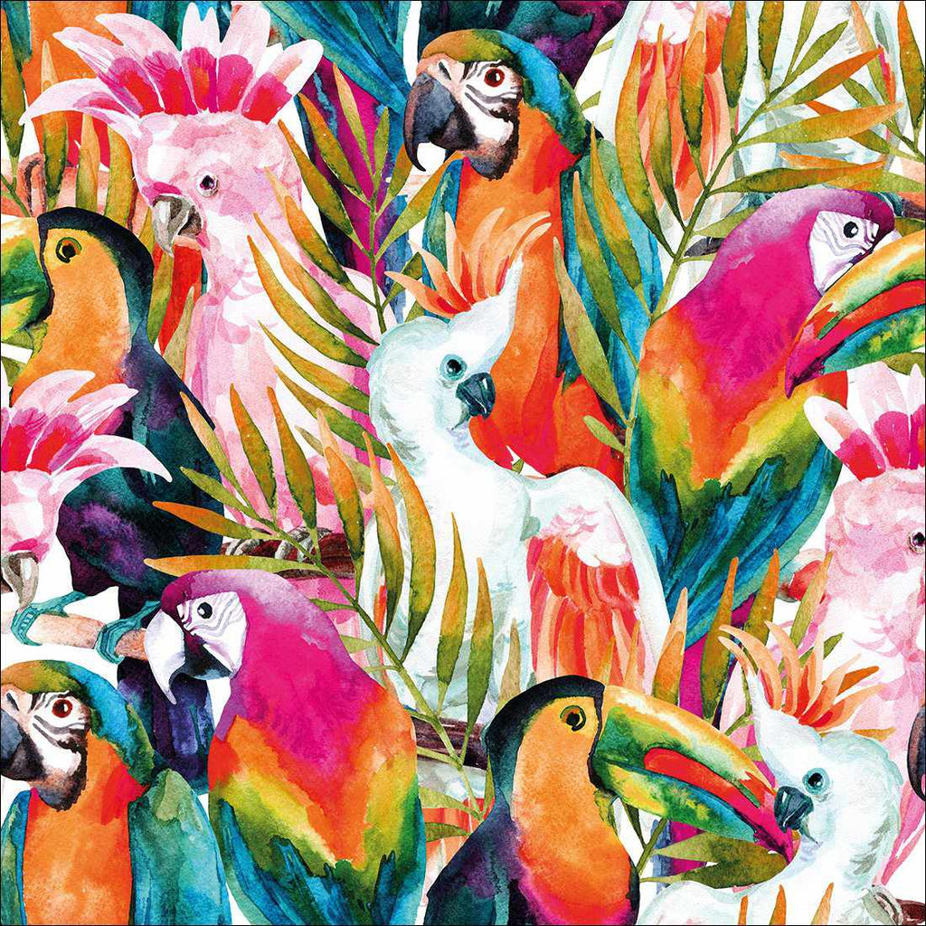 Parrots & Palms, Square Canvas Art