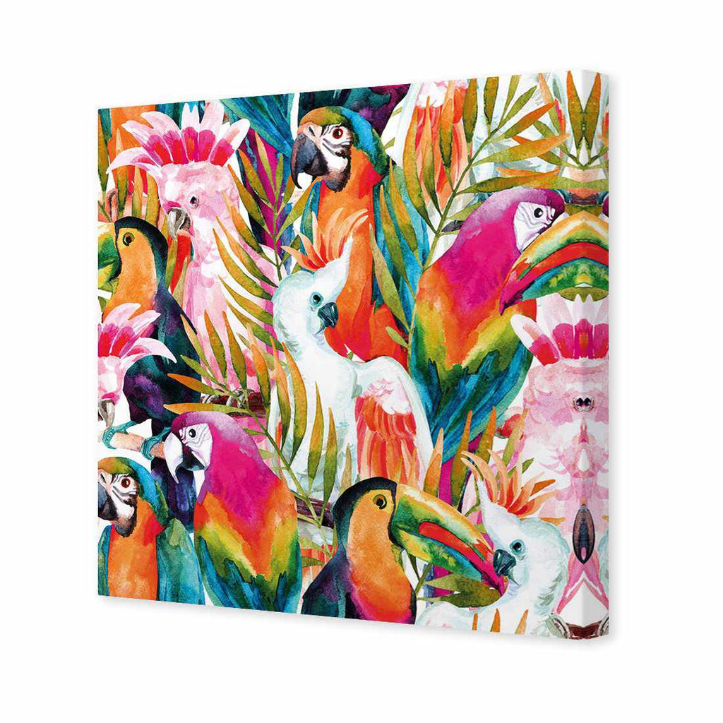 Parrots & Palms, Square Canvas Art