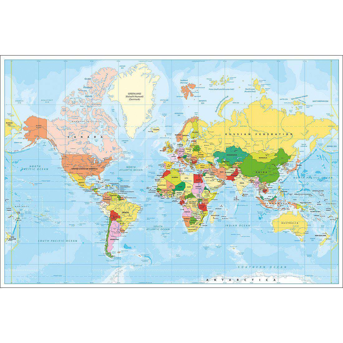 Political Map of the World Canvas Art