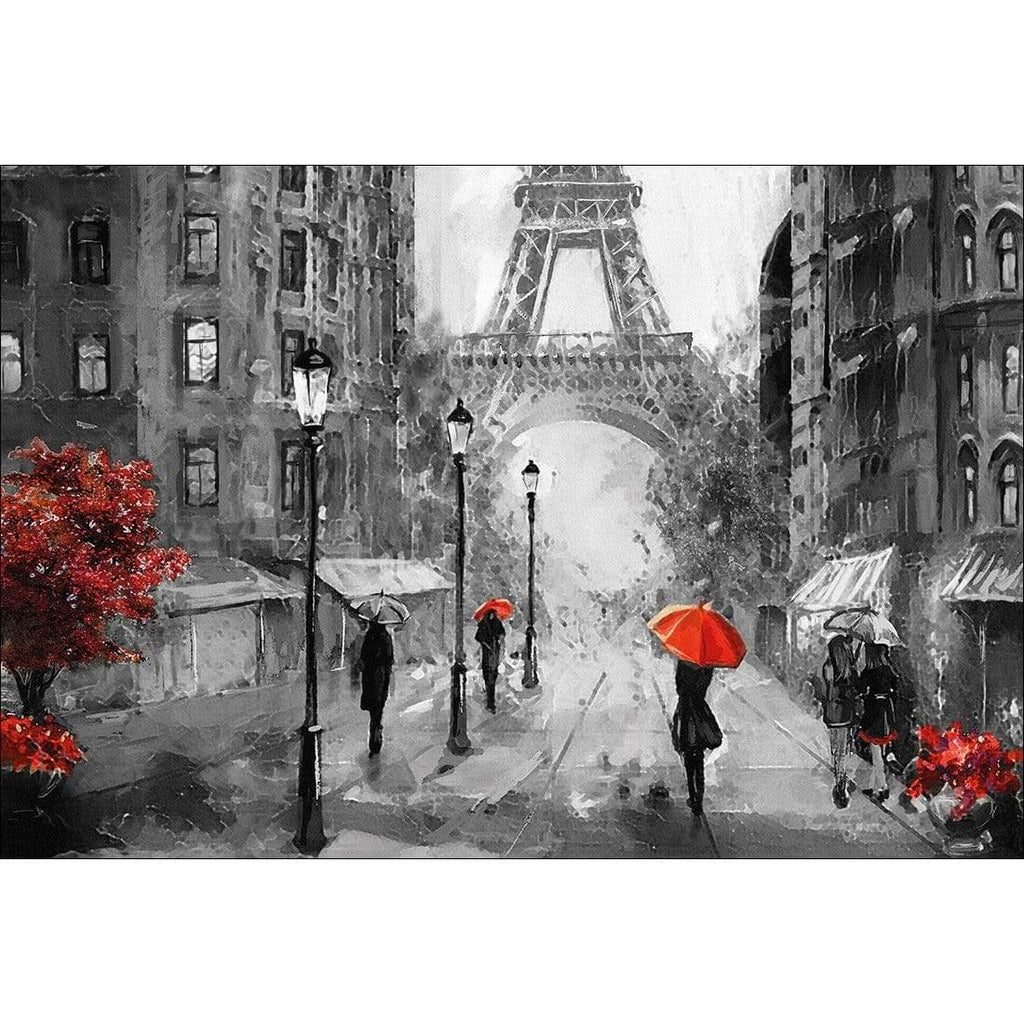 Shopping in Paris, Black and White with Red