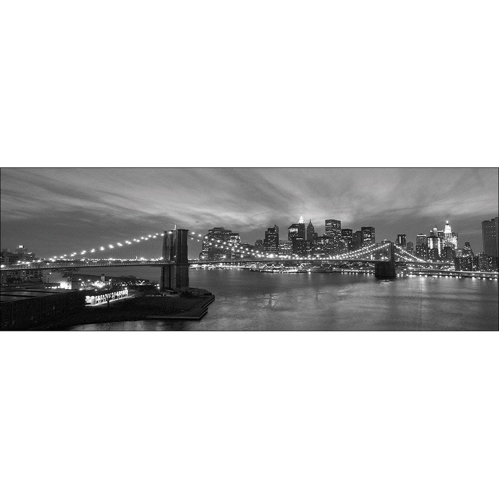 New York Skyline At Night, B&W Canvas Art