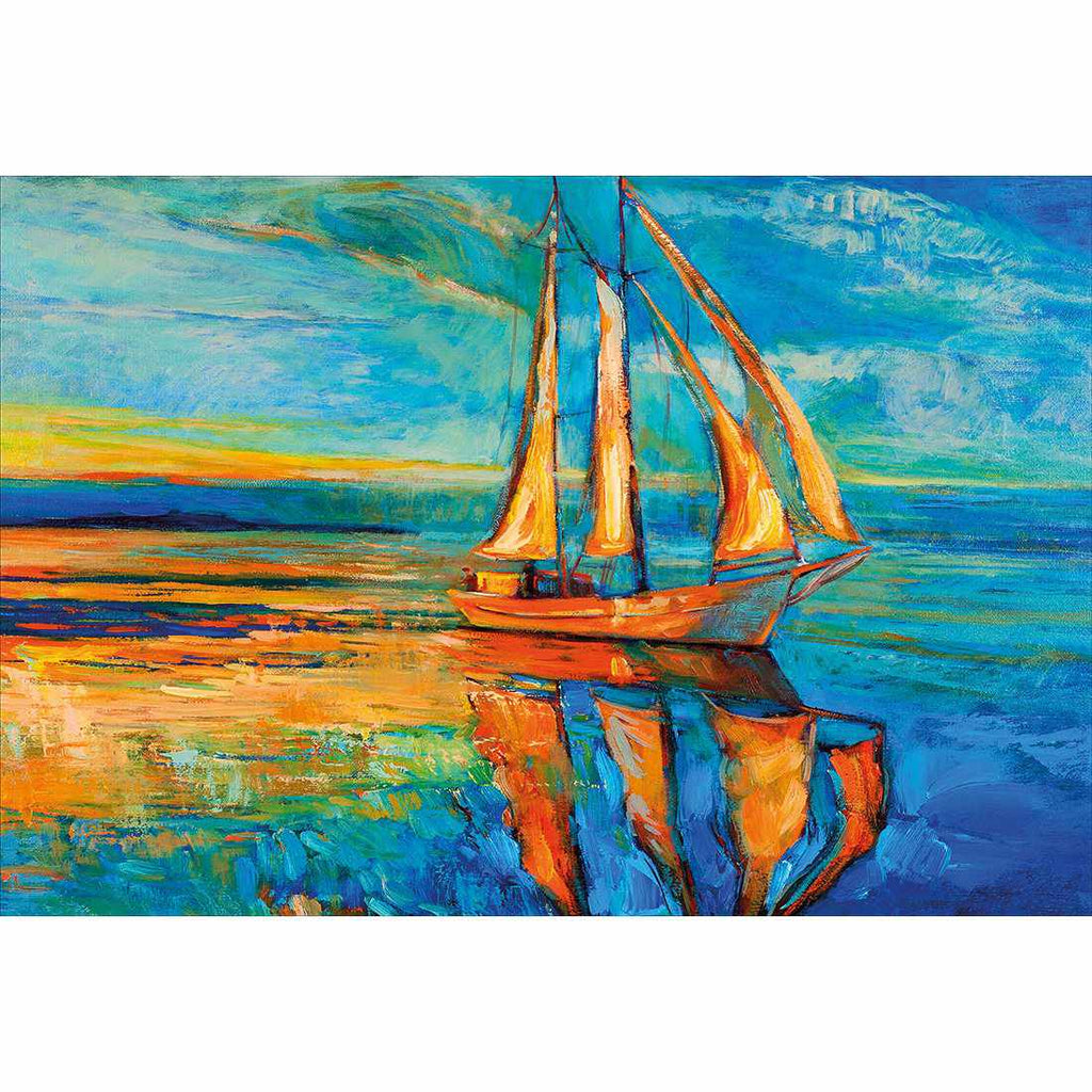 Sailing Boat Reflected, Rectangle Canvas Art