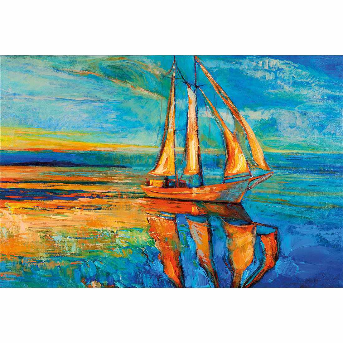 Sailing Boat Reflected, Rectangle Canvas Art
