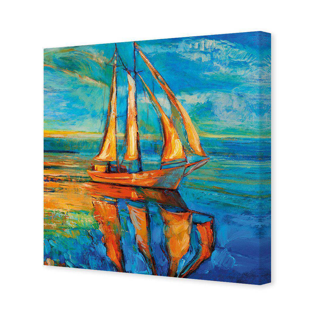 Sailing Boat Reflected, Square Canvas Art