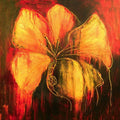 Abstract Flower, with Enhanced gold and gold leaf