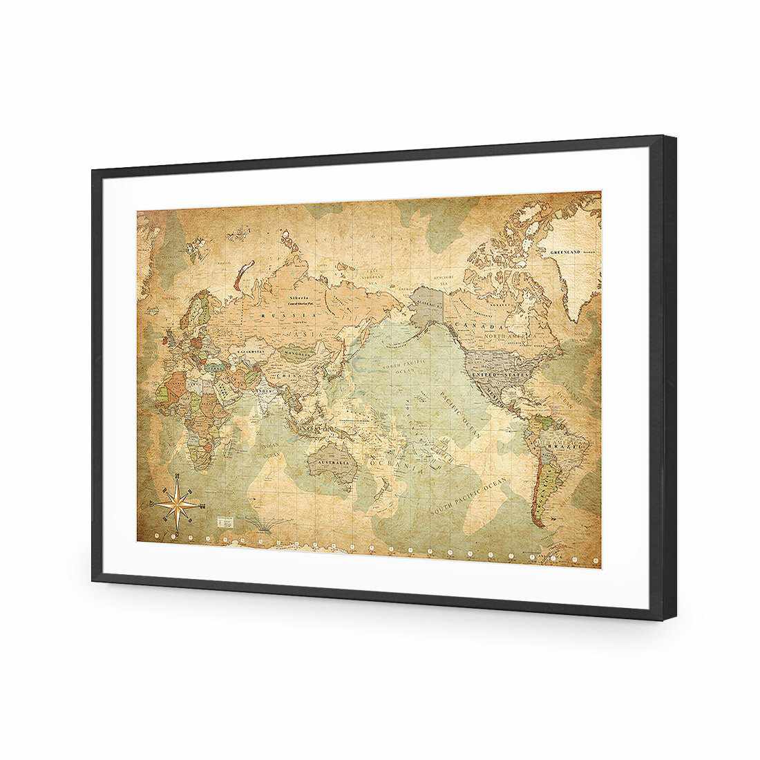 Antique World Map Acrylic Print Art