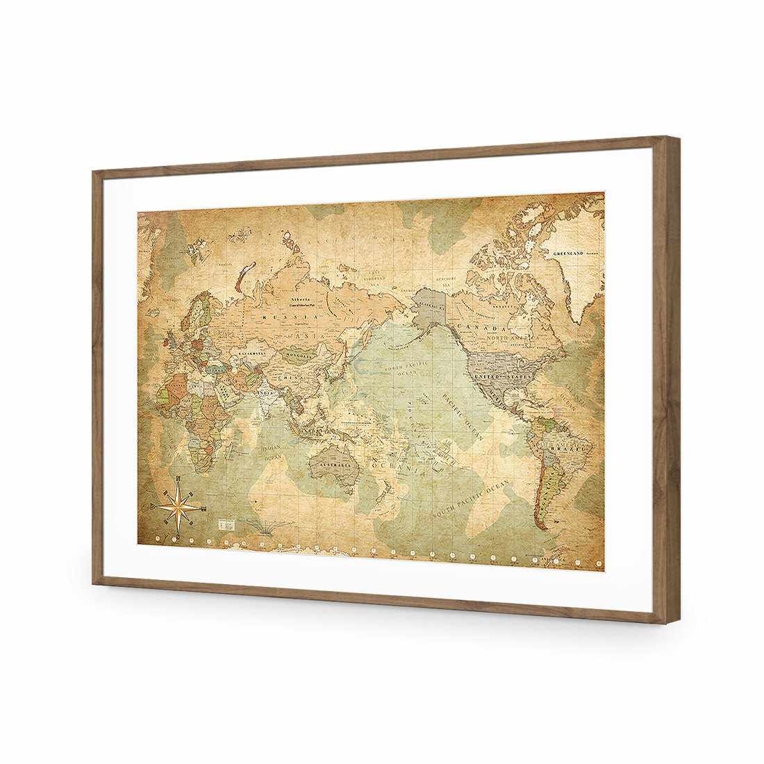 Antique World Map Acrylic Print Art