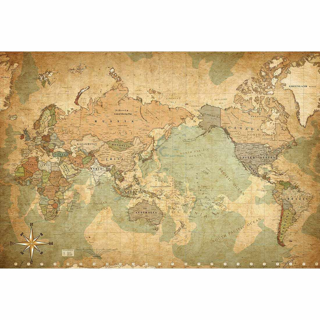 Antique World Map Acrylic Print Art