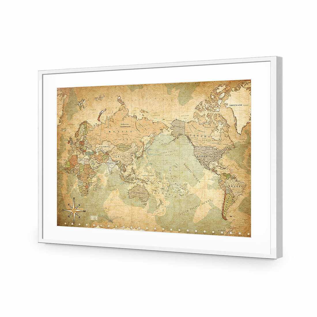 Antique World Map Acrylic Print Art