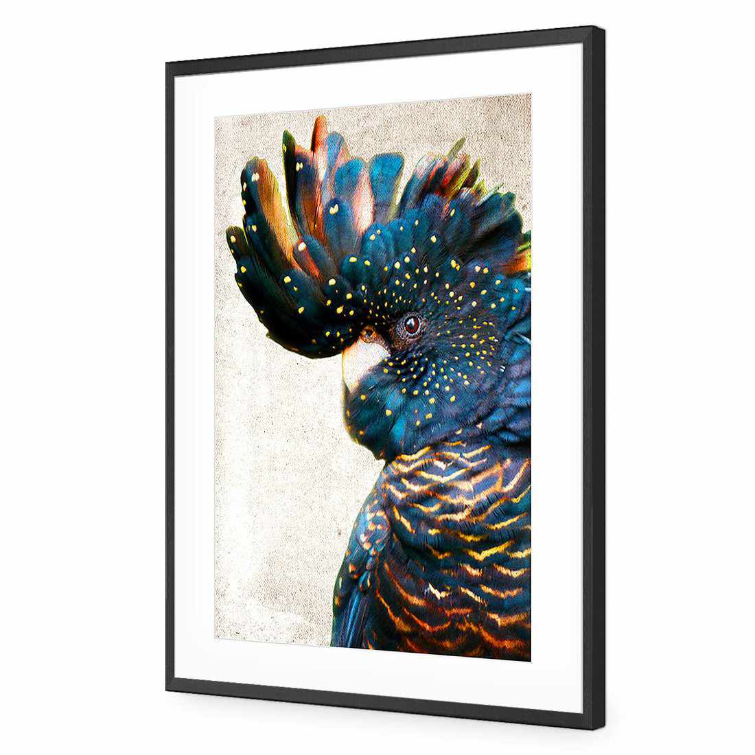 Black Cockatoo Side, Grunge Acrylic Print Art