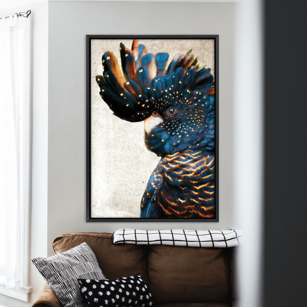 Black Cockatoo Side, Grunge Acrylic Print Art