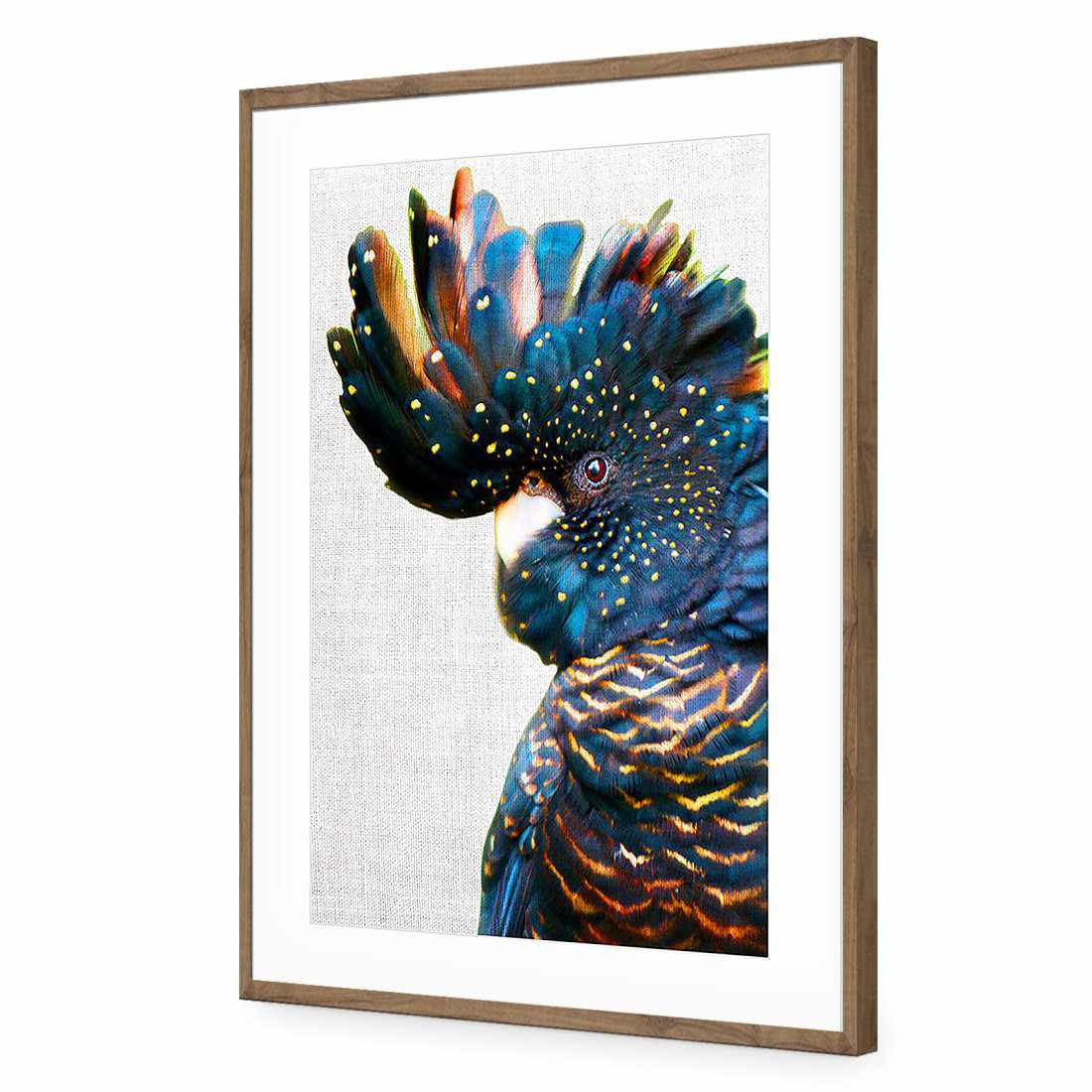 Black Cockatoo Side, Linen Acrylic Print Art