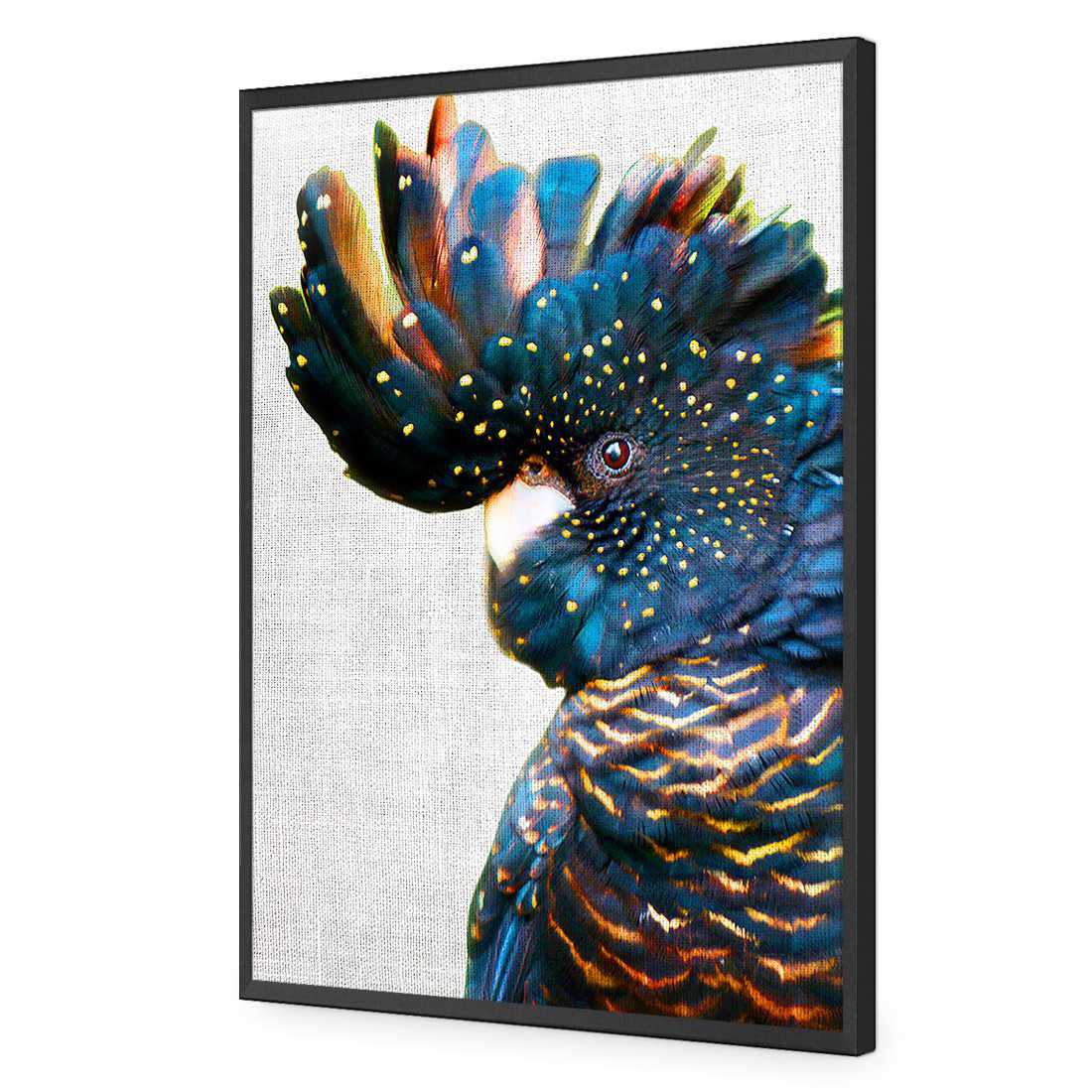 Black Cockatoo Side, Linen Acrylic Print Art
