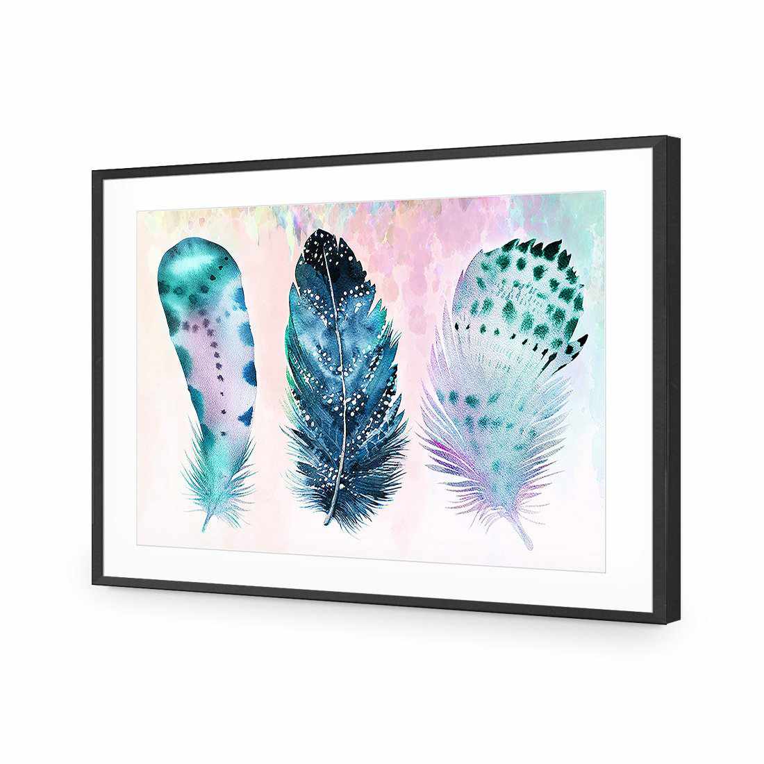 Boho Feathers, Rainbow Acrylic Print Art