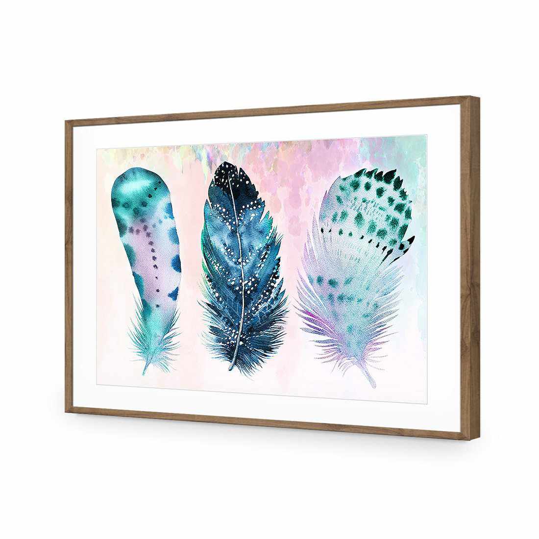 Boho Feathers, Rainbow Acrylic Print Art
