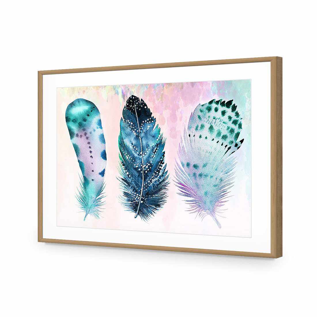 Boho Feathers, Rainbow Acrylic Print Art