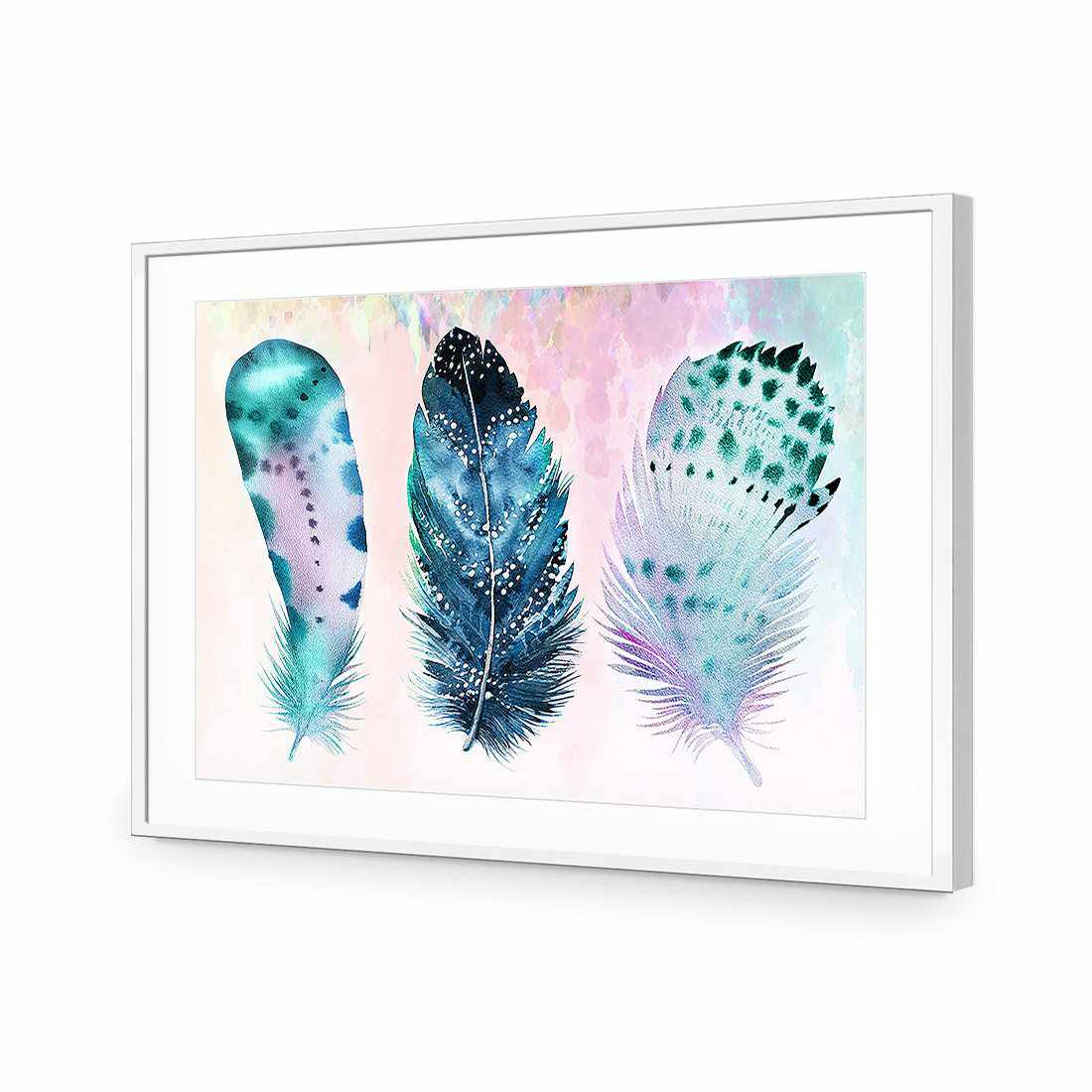 Boho Feathers, Rainbow Acrylic Print Art