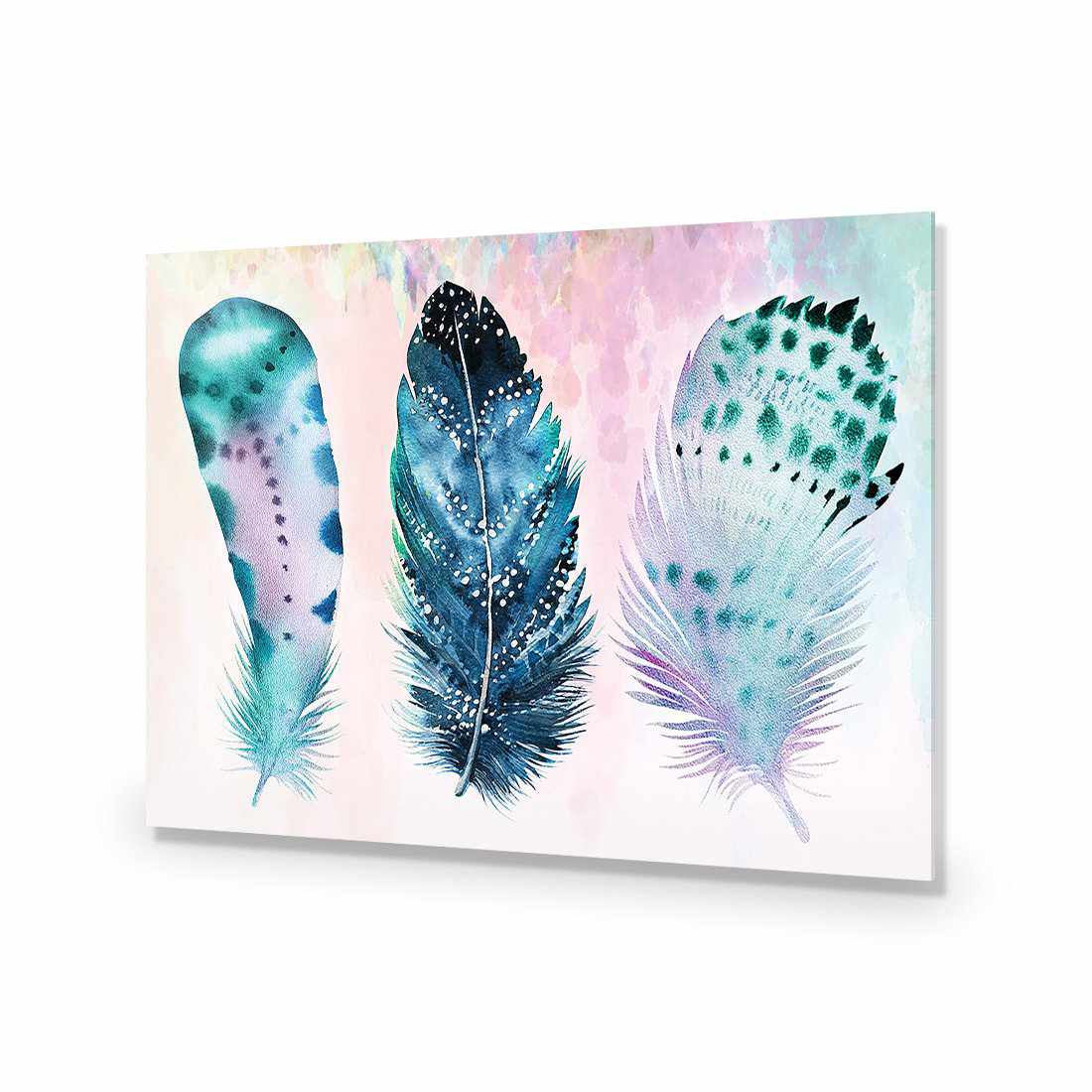 Boho Feathers, Rainbow Acrylic Print Art