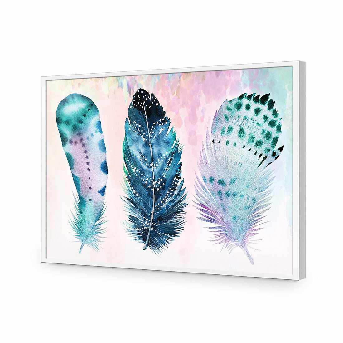 Boho Feathers, Rainbow Acrylic Print Art