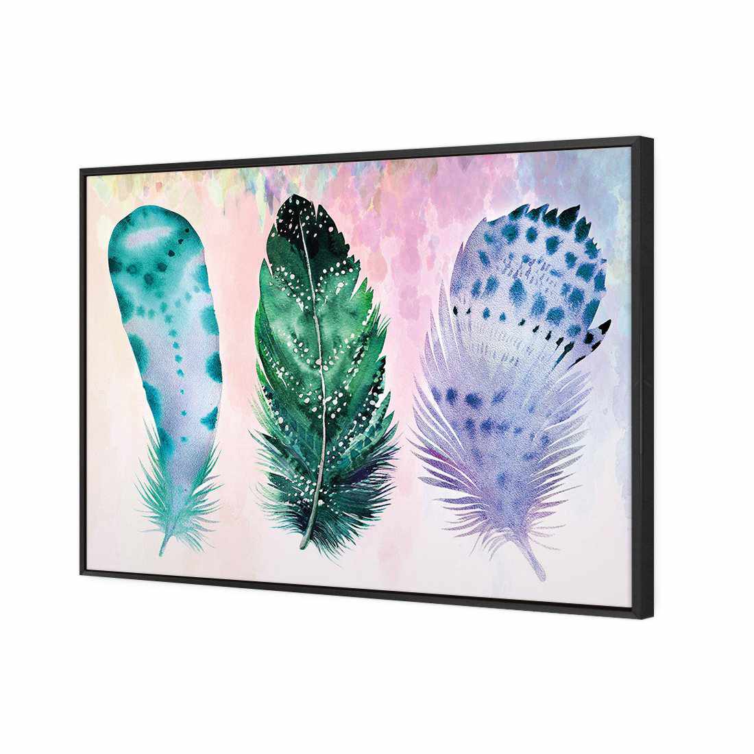Boho Feathers, Teal Canvas Art