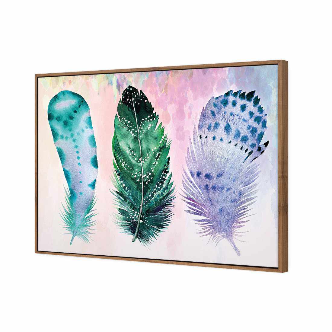Boho Feathers, Teal Canvas Art