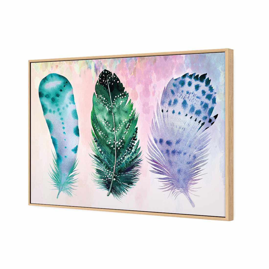 Boho Feathers, Teal Canvas Art