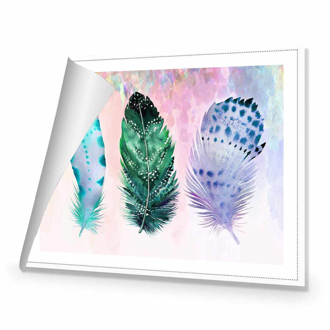 Boho Feathers, Teal Canvas Art