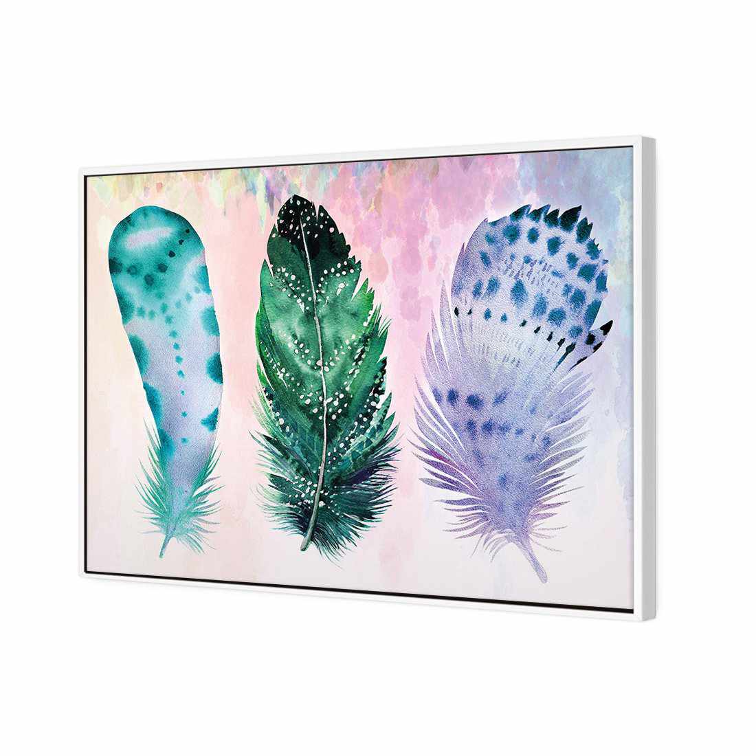 Boho Feathers, Teal Canvas Art