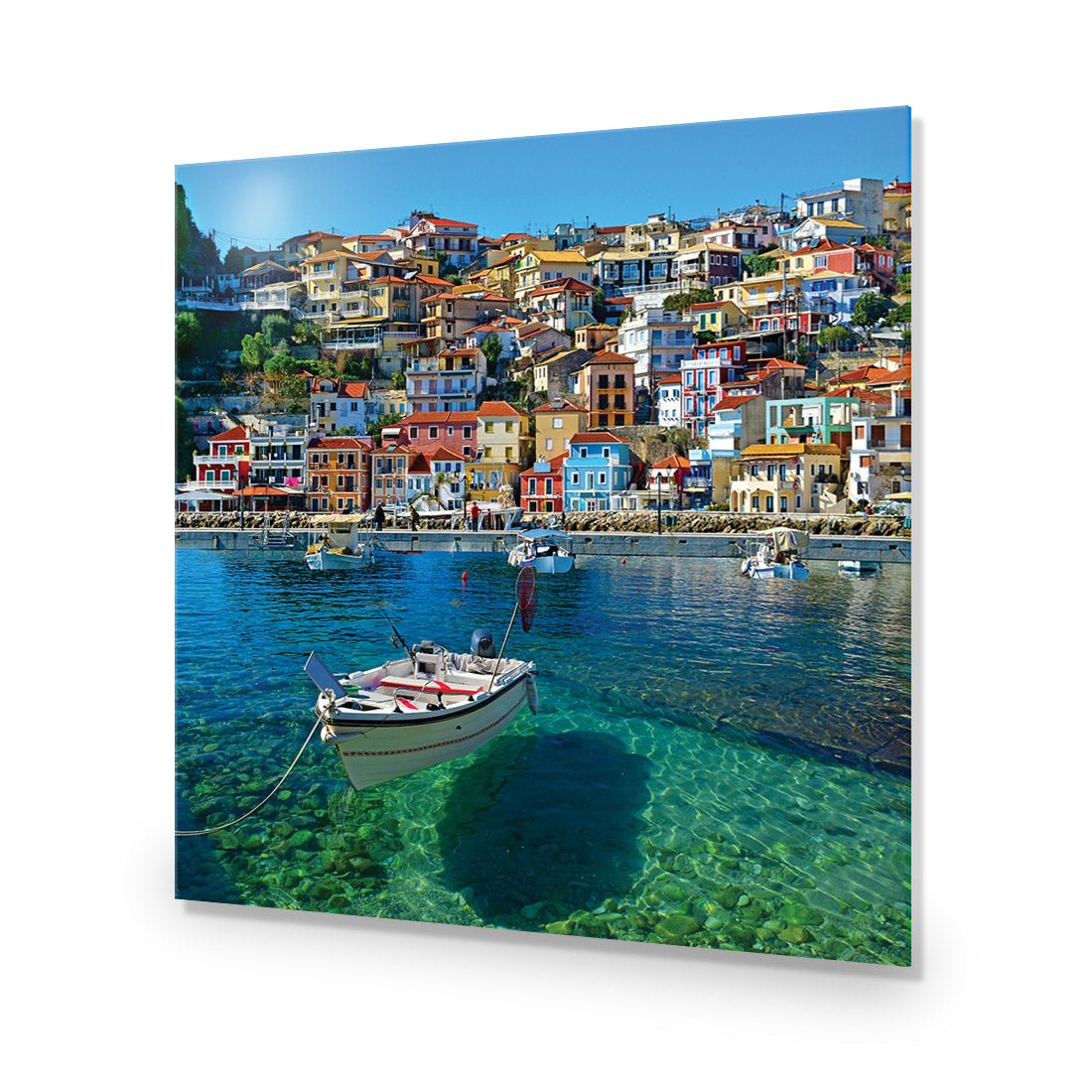 Clear Waters Of Greece, Square Acrylic Print Art