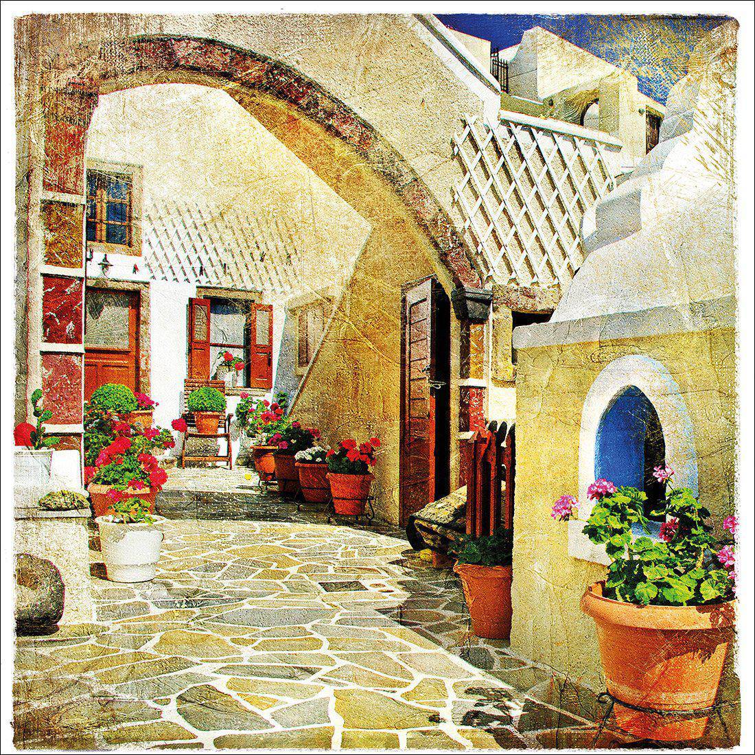 Courtyard Of Santorini Canvas Art