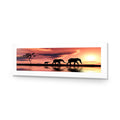 Family of Elephants at Sunset, Long Acrylic Print Art