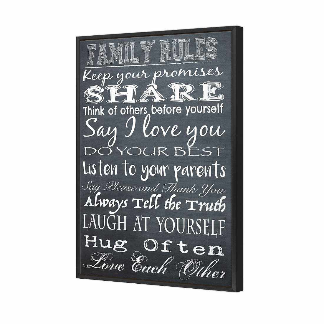 Family Rules, B&W Canvas Art