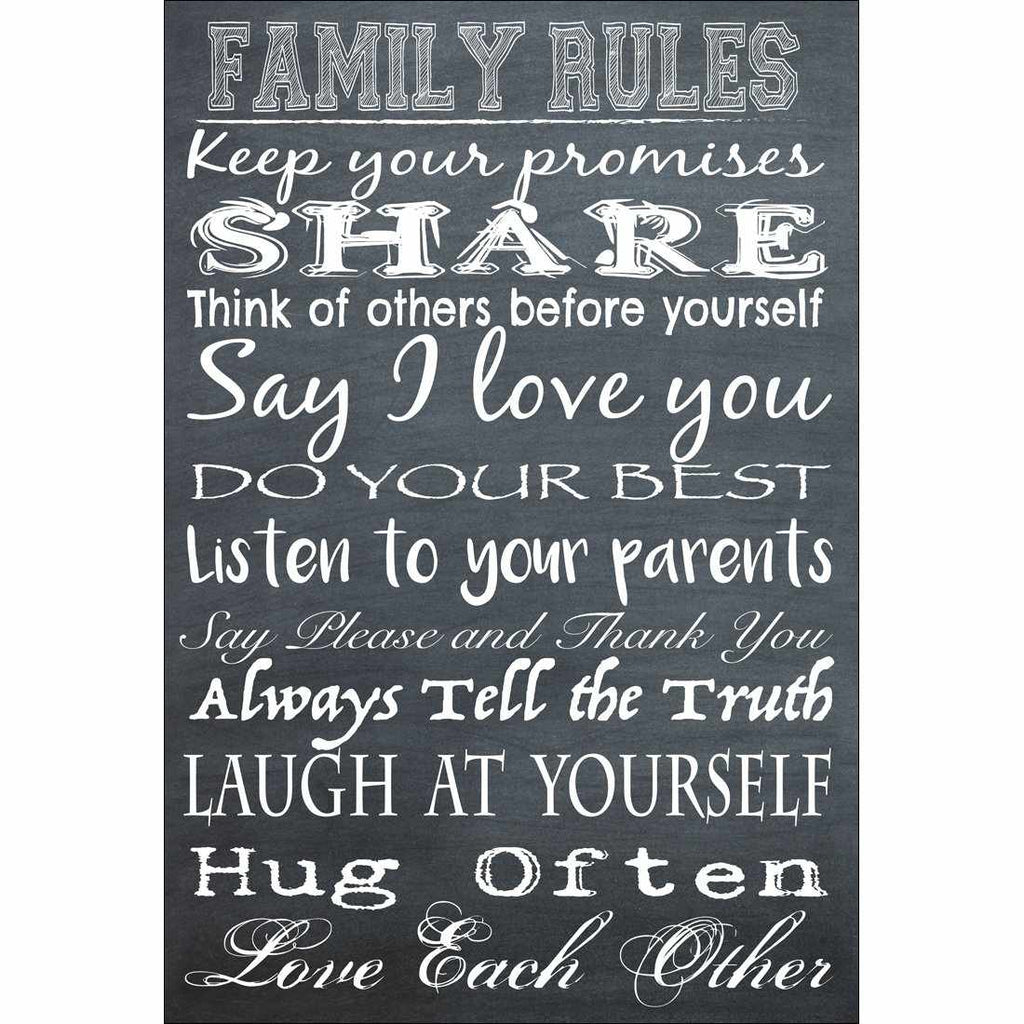 Family Rules, B&W Canvas Art