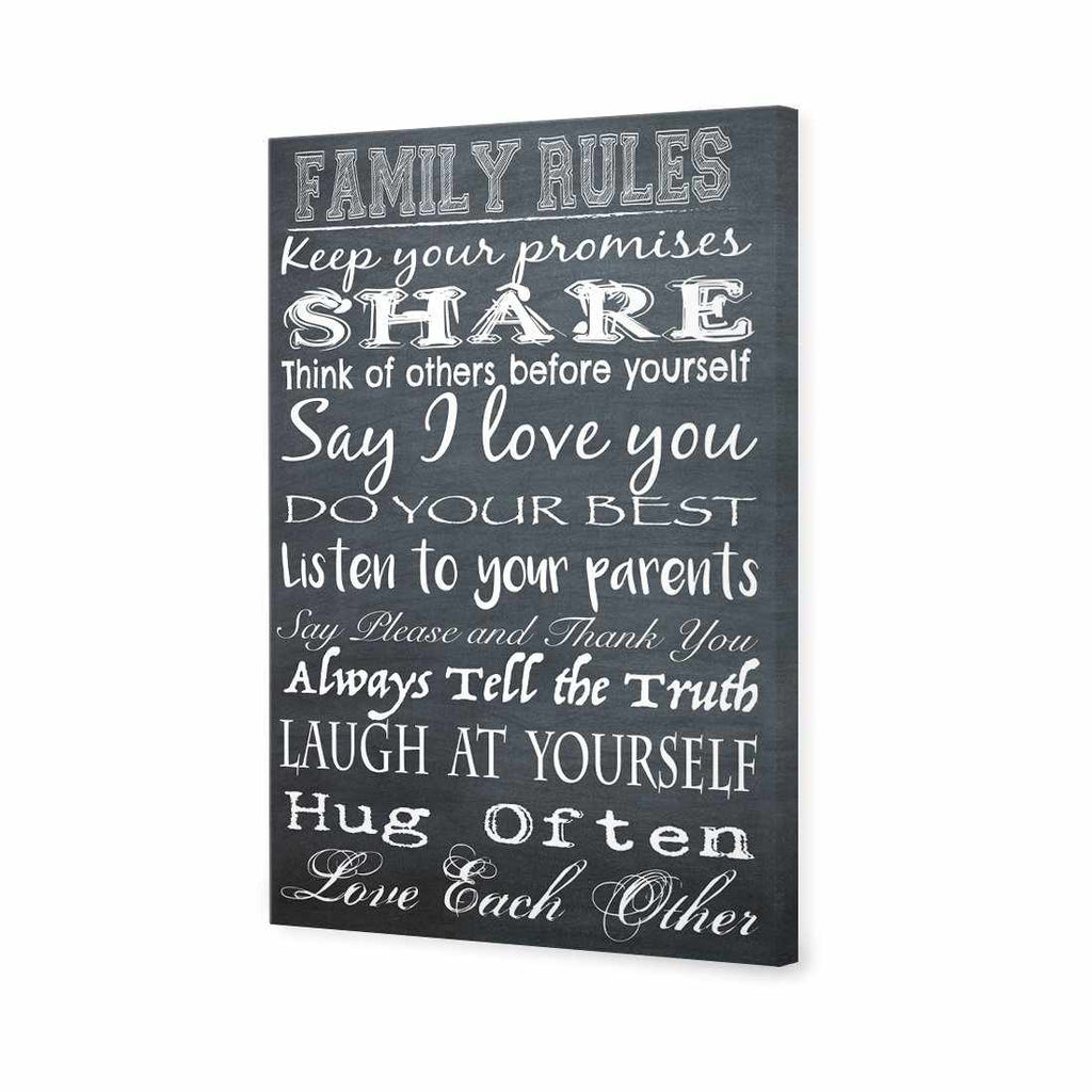 Family Rules, B&W Canvas Art