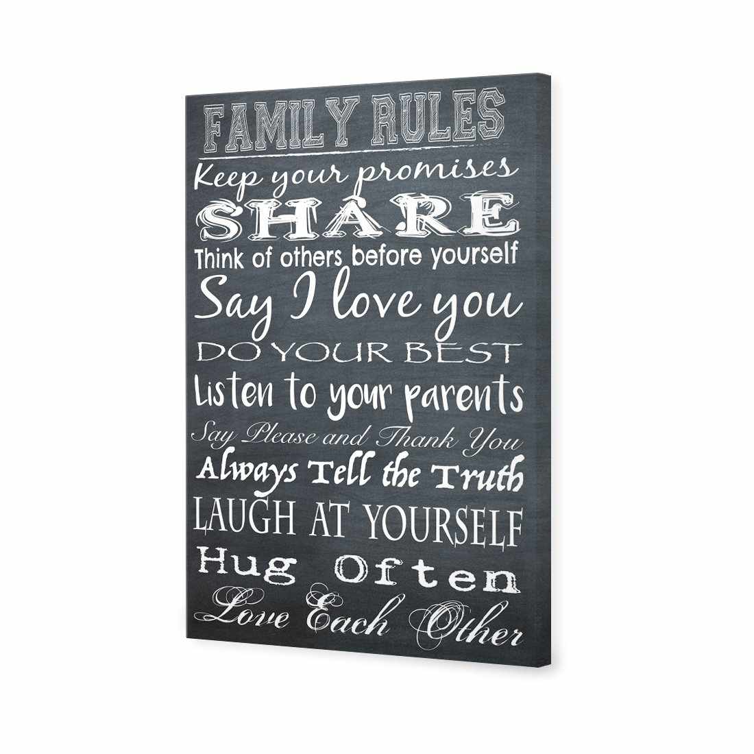 Family Rules, B&W Canvas Art