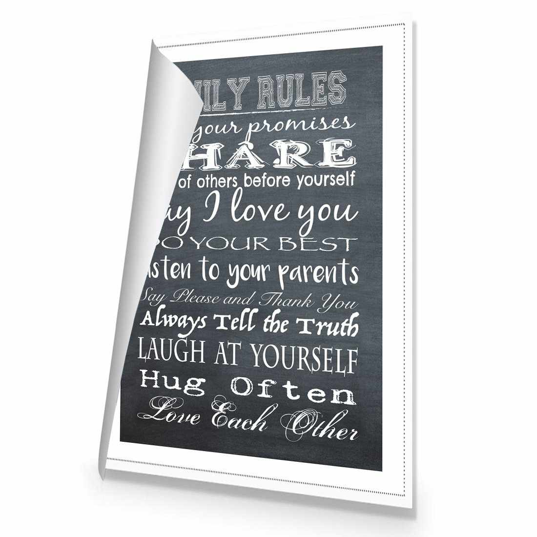 Family Rules, B&W Canvas Art