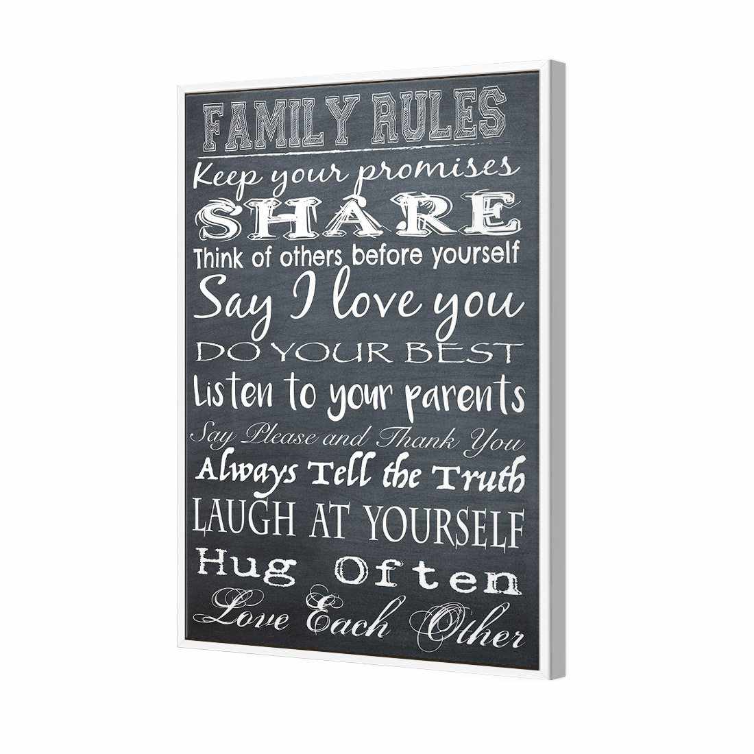 Family Rules, B&W Canvas Art