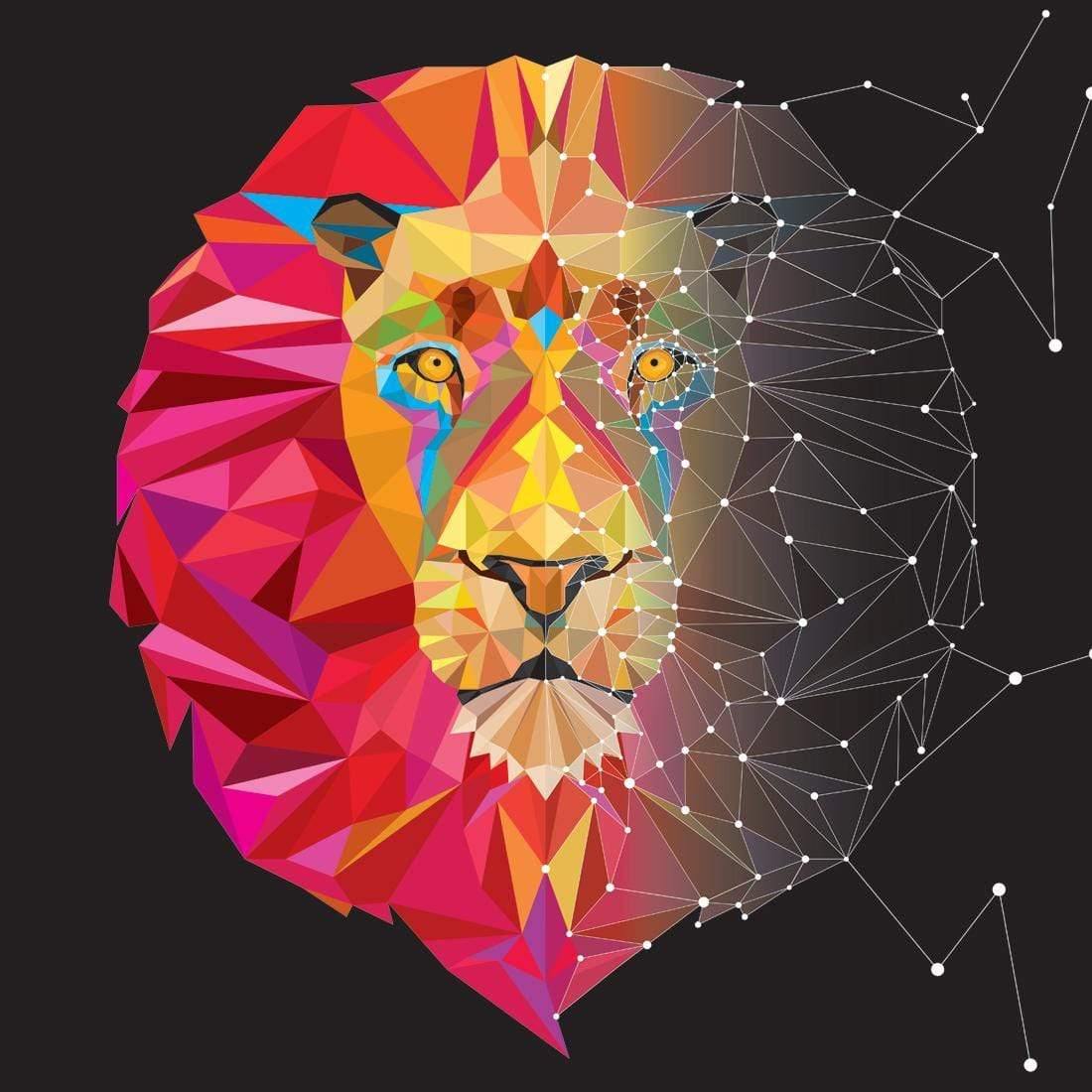 Geometric Lion, Vivid (square)