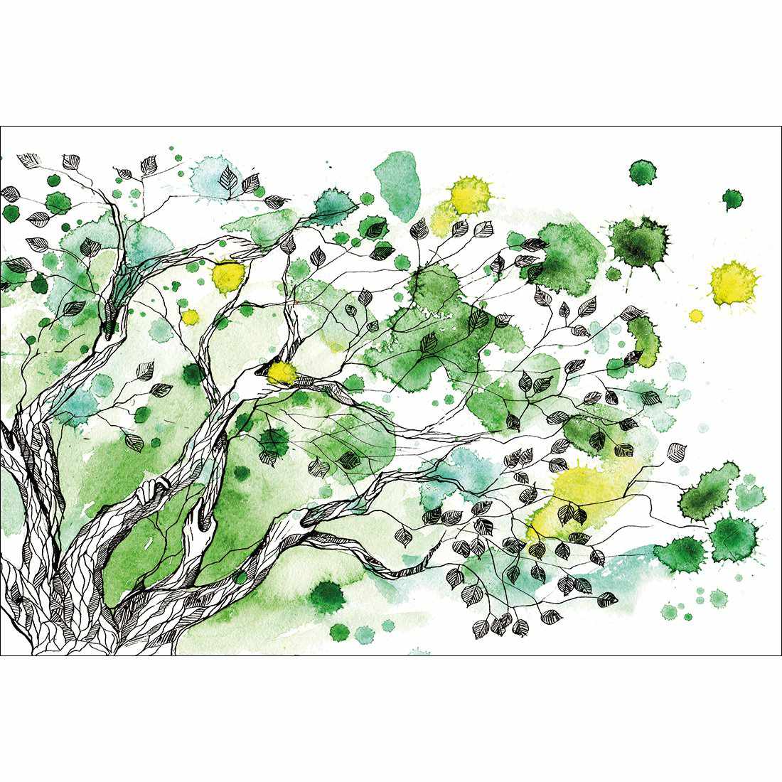 Green Tree Splash Canvas Art