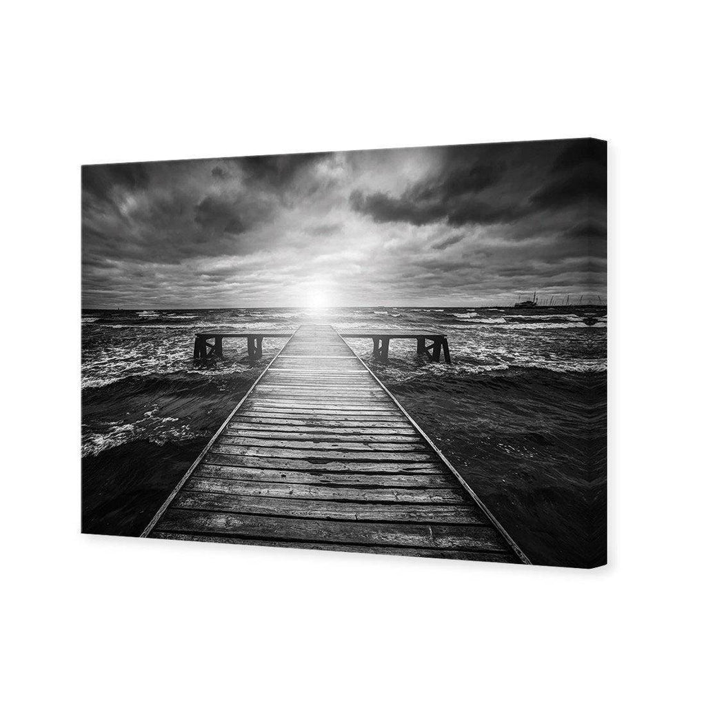 Jetty Storm, B&W Canvas Art